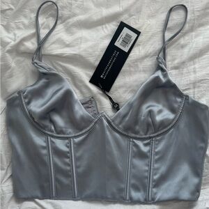 White Fox Boutique Gray Satin Corset Top